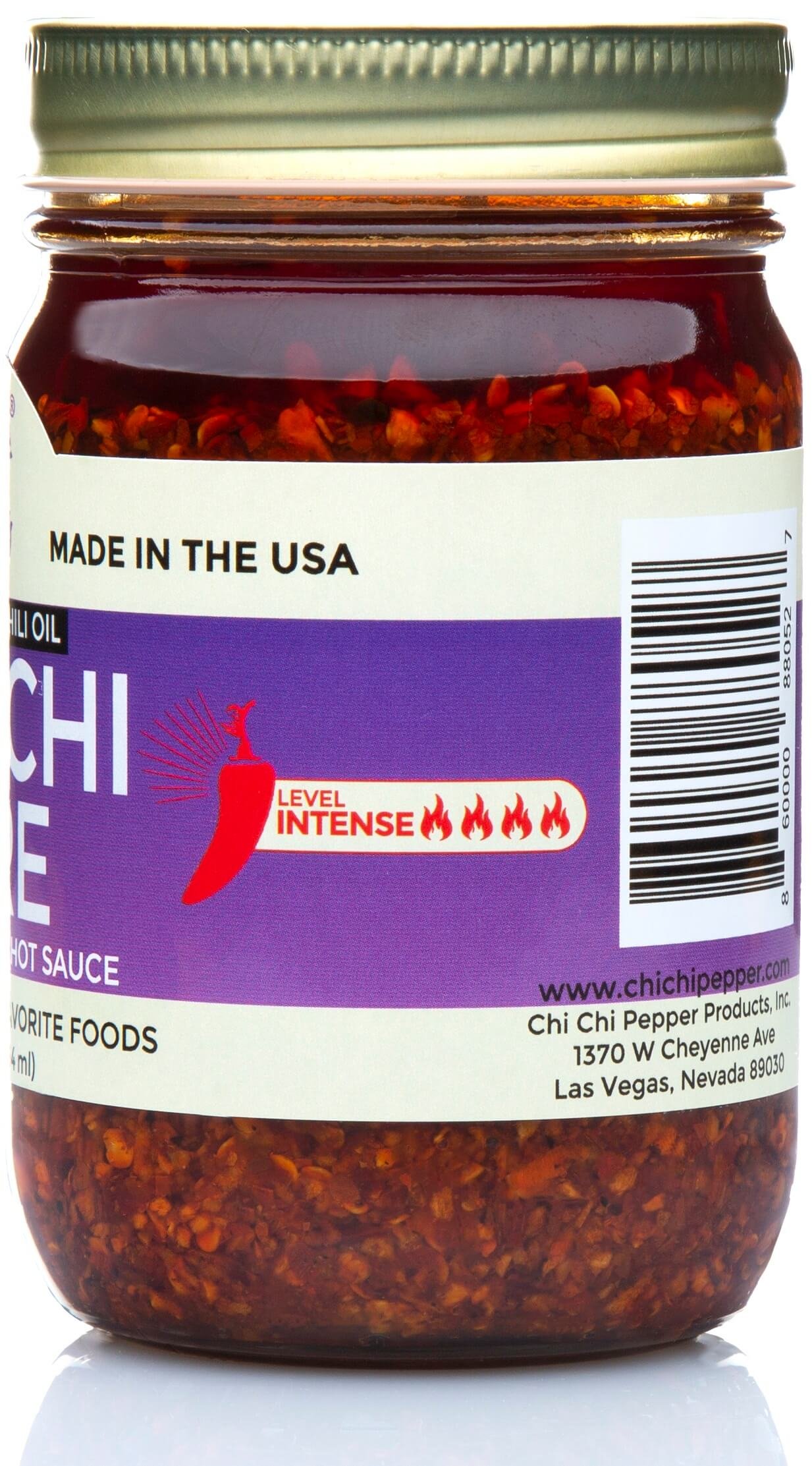Chi Chi Fire - All Natural Premium Crunchy Chili Oil Condiment With Garlic & Olive Oil (Very Spicy) Large 12 OZ Jar